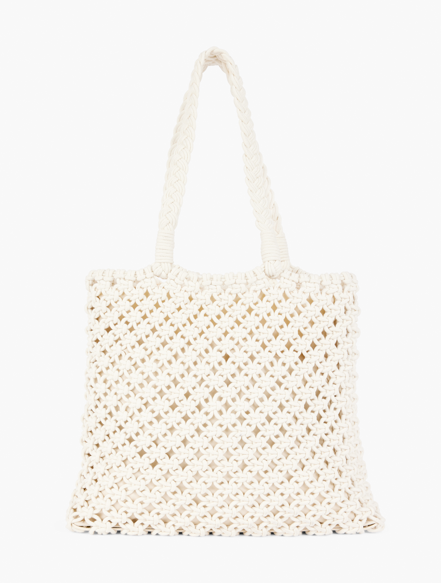 Shop Talbots Knotted Cord Tote - Ivory - 001 - 100% Cotton