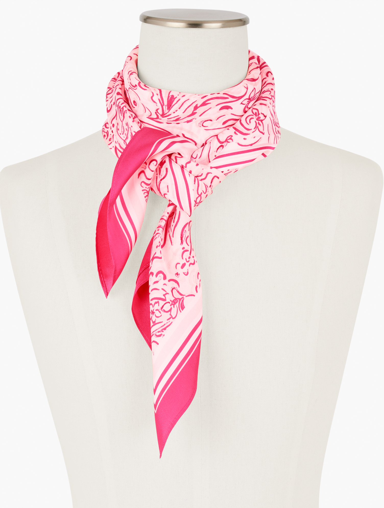 Shop Talbots Painted Paisley Silk Square Scarf - Beach Pink - 001