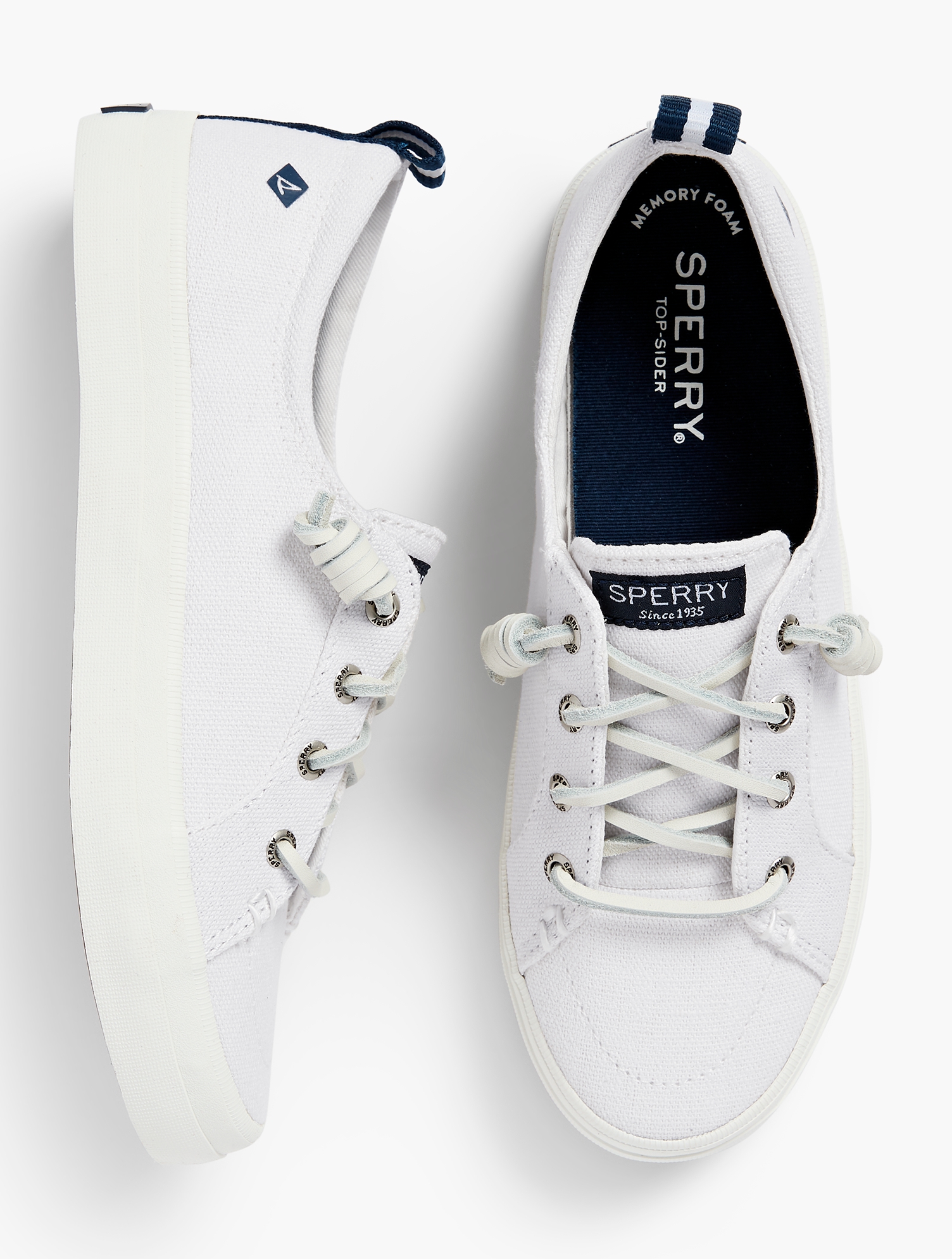 Sperry Crest Vibe Sneakers - Solid - White - 10m - 100% Cotton Talbots