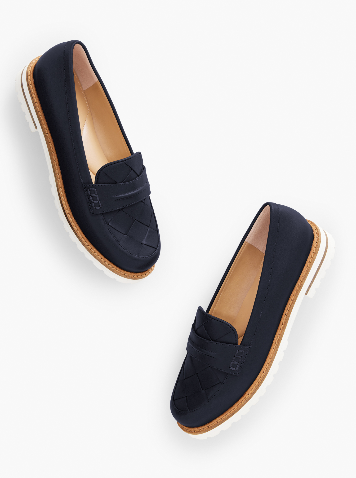 Talbots Laura Woven Vachetta Leather Loafers - Blue - 5 1/2 M