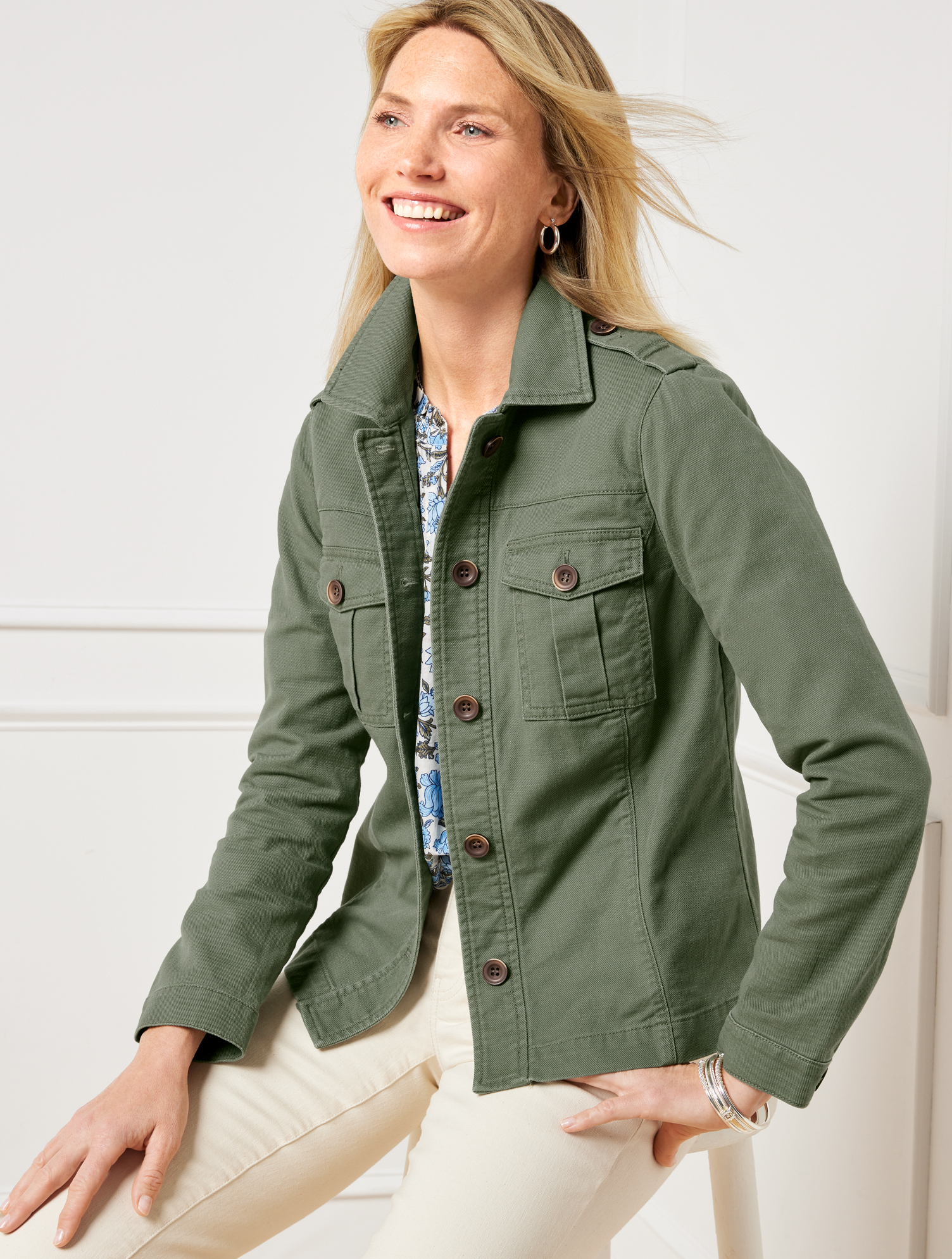 Talbots Plus Size - Casual Jacket - Spring Moss - 1x - 100% Cotton