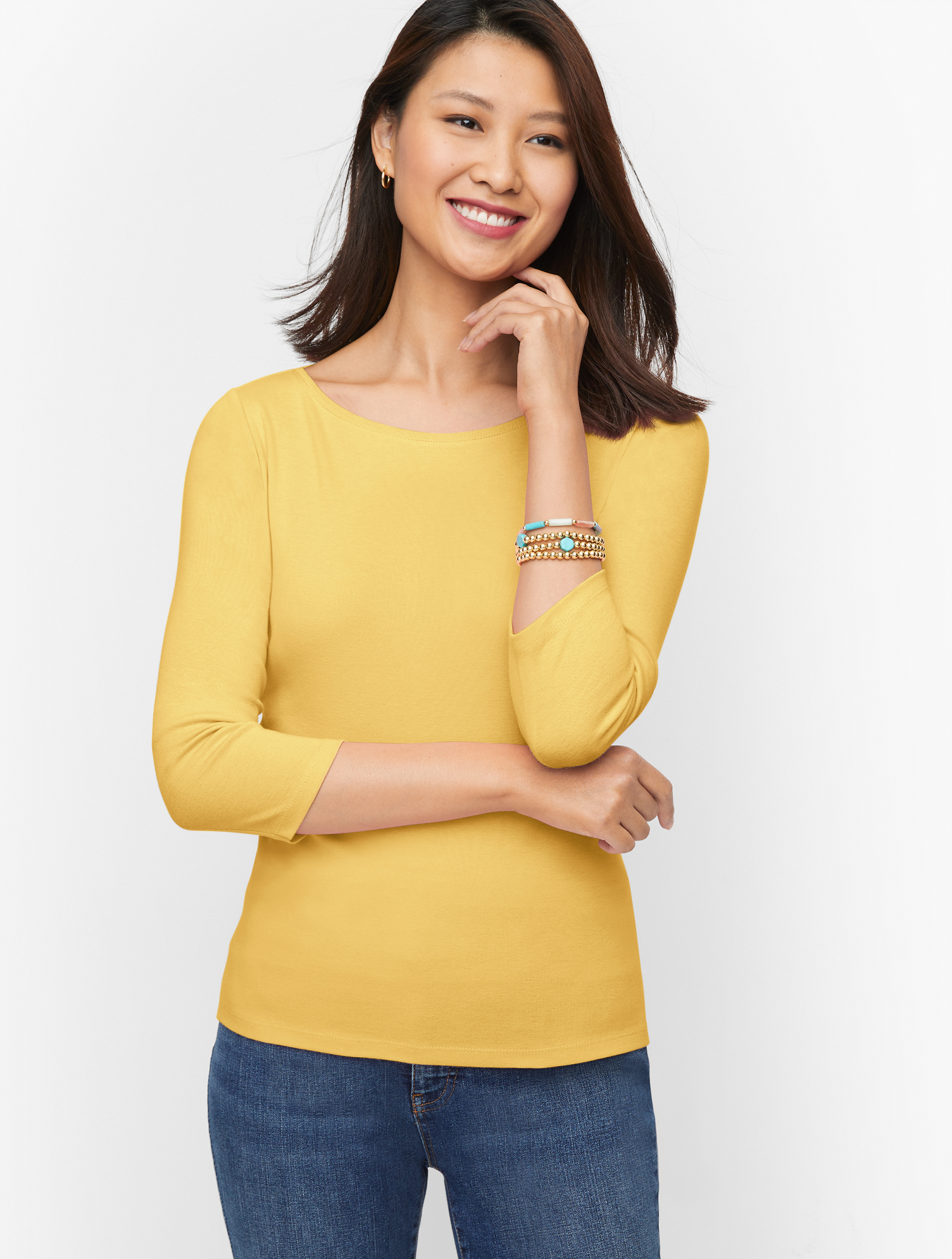 Talbots Cotton Bateau Neck T-shirt - Lemon Chiffon - 2x